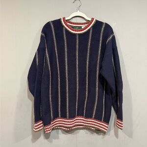 Izod Men's Sweater with Navy and Red Stripes